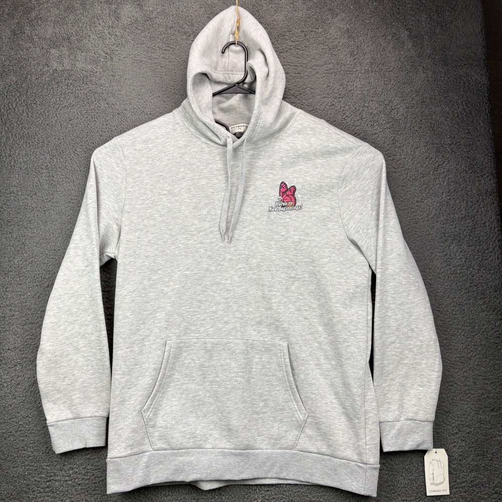 Retrofit Brand Mens XXL Grey Butterfly Skeleton New Beginnings Graphic Hoodie‎